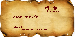 Tomor Mirkó névjegykártya